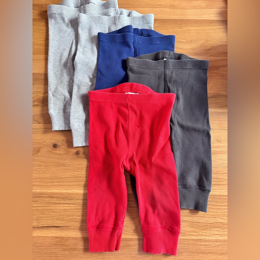 Set of Five Ribbed Baby Leggings - 6-12mo
